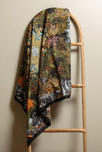 Black Baby Blue Floral Printed Silky Twill Scarf