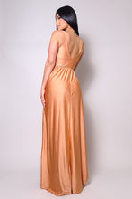 Macchiato Sleeveless Deep V Side Slit Maxi Gown