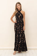 Black Floral Maxi Dress With Ruffle Details