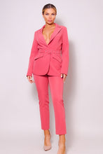 Cinnamon Belted Blazer & Pants Suit Set