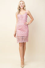 Pink Lace Sling Mid Dress