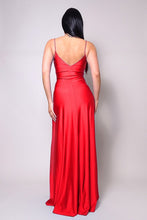 Red Spaghetti Strap V Neck Bodycon Maxi Dress