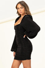 Black Exceptional Aura Ruched Mini Dress