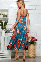 Teal Multi Ring Detailed Tiered Print Dress