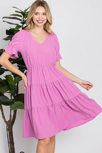 Pink Soft Summer High Waist Short Dress