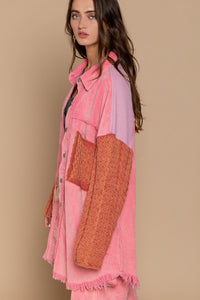 Neon Pink Designed In Corduroy Jacket