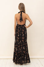 Black Floral Maxi Dress With Ruffle Details