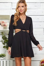 Black Cutout Open Sleeve V-neck Dress