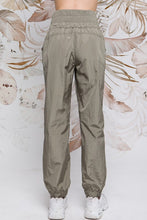 Olive Wide Smocking Waist Band Active Parachute Jogger