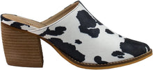 Cow White Black Arider Girl SISSY Pointed Toe Block Heel Mules