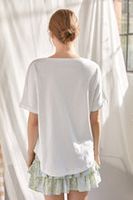 Ivory Slub Knit Jersey Top With Button Up Detail