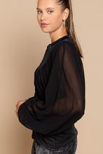 Black Balloon Long Sleeve Sheer Top