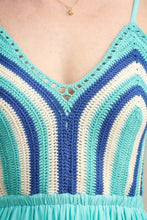 Aqua Open Back & Crochet Top Detail Maxi Dress