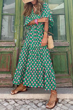 Green Printed Maxi Dress