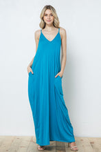 Sky Blue Knit Open Shoulder V Neck Harem Maxi Dress