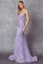 Light Purple Embellished Lace Mermaid Dress