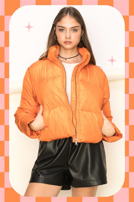 Burnt Orange Trend Taker Puffer Jacket