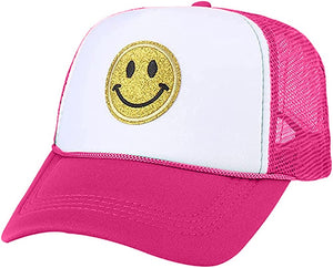 Summer Smiley Face Patch Two Tone Trucker Hat