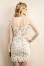 See-Through Mesh Long Sleeve Lace Dress