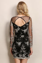 Floral See-Through Long Sleeve Mesh Dress