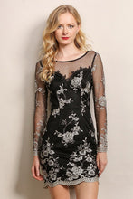 Floral See-Through Long Sleeve Mesh Dress