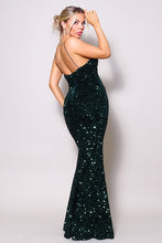 Hunter Green Just Like Marilyn Teddy Velvet Sequins Maxi Dress