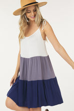 Grey Sleeveless Color Block Dress