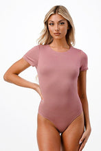 Pink Crew Neck Short Sleeve Double Layered Bodysuit