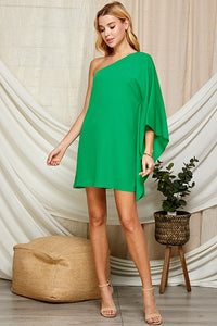 Green Summer One-shoulder Dress