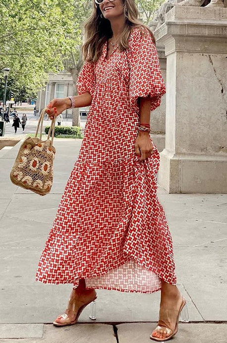 Red Printed Maxi Dress