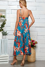 Teal Multi Ring Detailed Tiered Print Dress