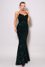 Hunter Green Just Like Marilyn Teddy Velvet Sequins Maxi Dress