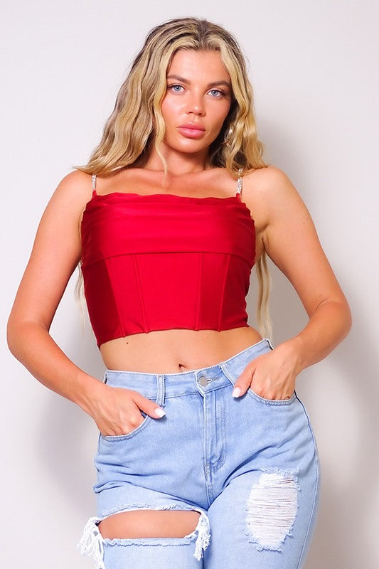Red Pure Bliss Rhinestone Ice Top