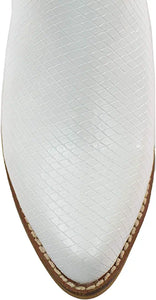 Snake White Arider Girl SISSY Pointed Toe Block Heel Mules