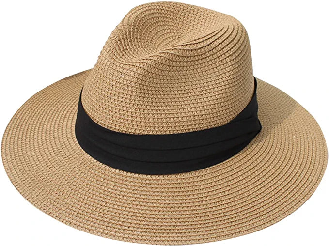 Brown Summer Banding Beach Straw Sunhat