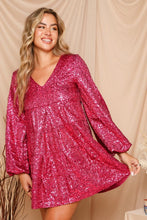 Pink Sequin Tiered Mini Dress