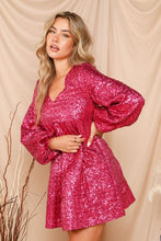 Pink Sequin Tiered Mini Dress