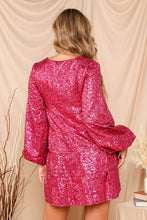Pink Sequin Tiered Mini Dress