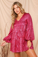 Pink Sequin Tiered Mini Dress