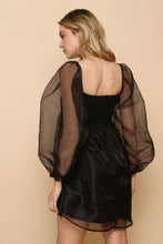 Black Organza Puff Baydoll Mini Dress