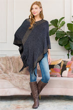 Black Two Tone Fringe Poncho