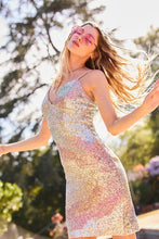 AdjustableStrap V-NeckBackZipper MultiColorSequin