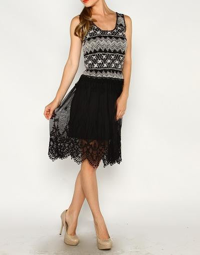 Two Color Lace Trim Top and Shirt