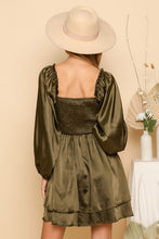 Dark Olive Satin Mini Dress