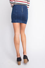 Dark Blue High Waist Panel Denim Skirt