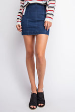 Dark Blue High Waist Panel Denim Skirt