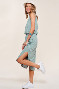 Green Sleeveless Summer Casual Long Dress