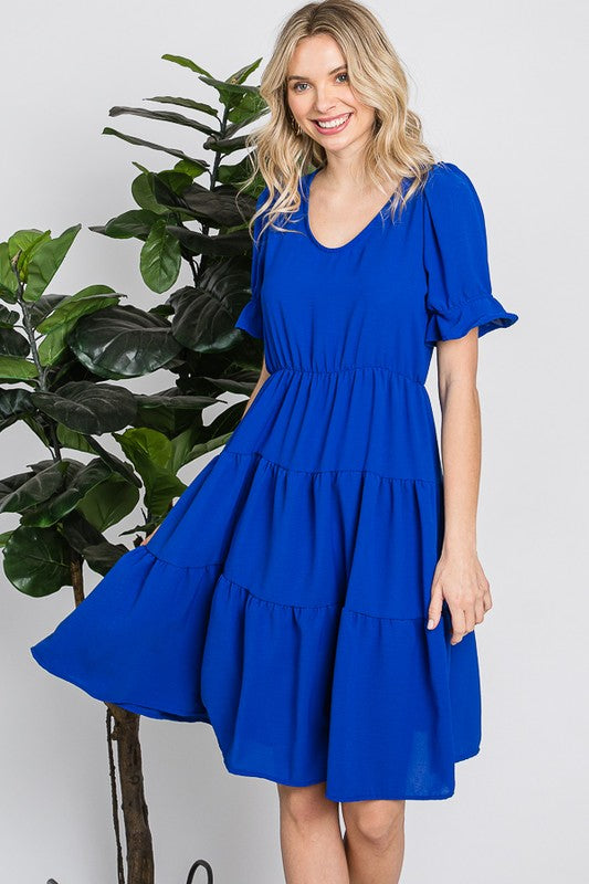 Blue Soft Summer High Waist Short Dress