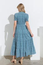 Teal Smocked Bodice Tiered Maxi Dress