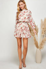 Ivory Floral Floral Print Ruffled Mini Skirt